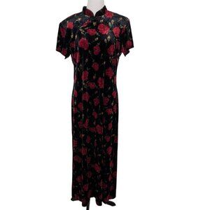 Vintage Sheri Martin Floral Maxi Dress Womens Size Medium/16 Velvet Rose Witchy